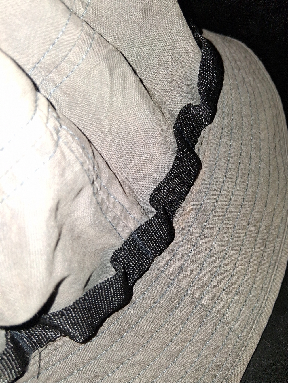 adidas Khaki Bucket Hat with Black Webbing and Rubber Trefoil Side Velcro Pocket - Picture 6 of 7